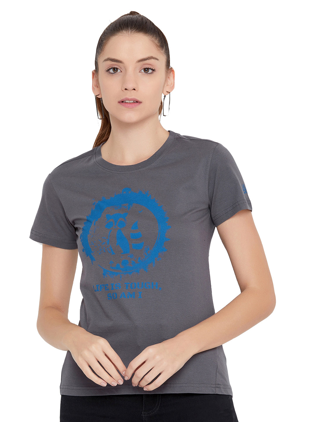 Cat Print T-Shirt Grey for Women