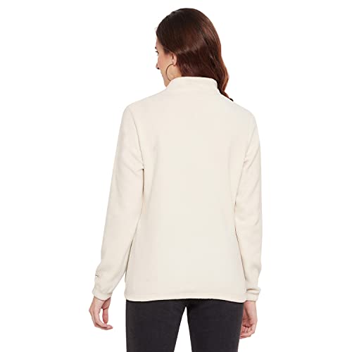 Dual Tone White/Olive High Neck Sweatshirt For Women