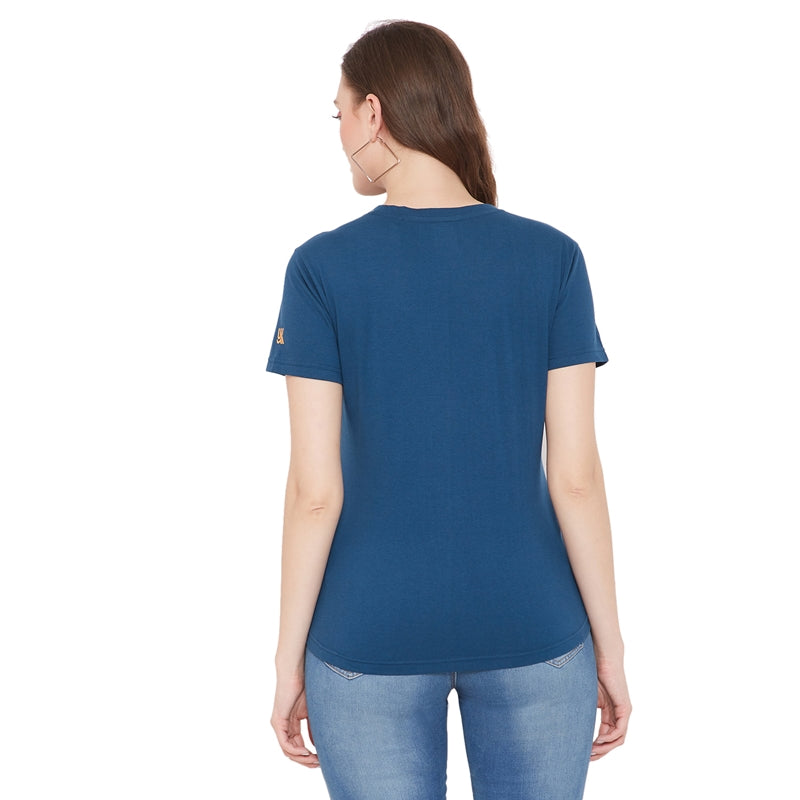 Classy Girl Printed Women T-Shirt Blue Color