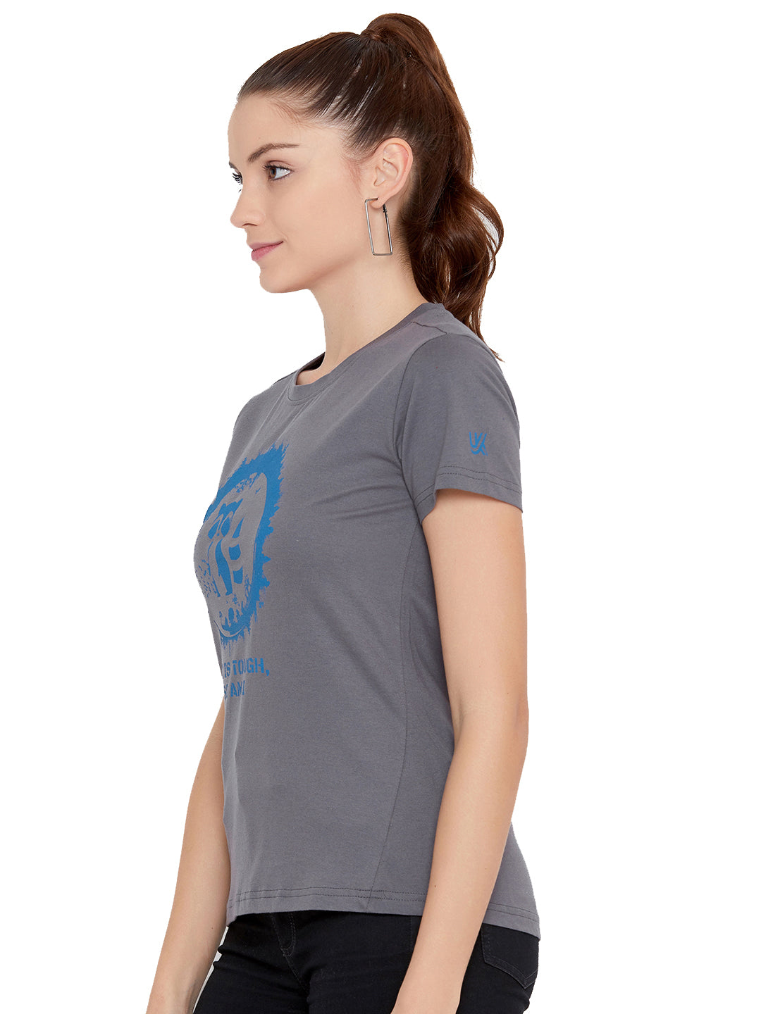 Cat Print T-Shirt Grey for Women
