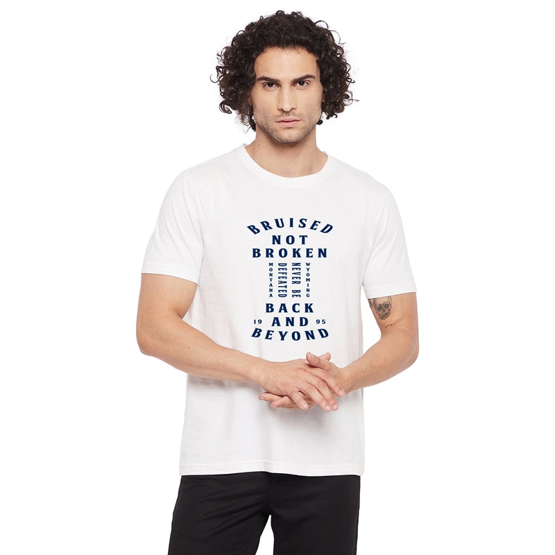 Bruised Not Broken Printed White Color Round Neck T-Shirt For Men