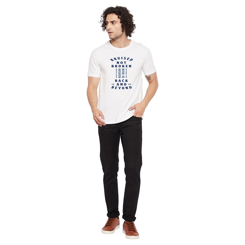 Bruised Not Broken Printed White Color Round Neck T-Shirt For Men