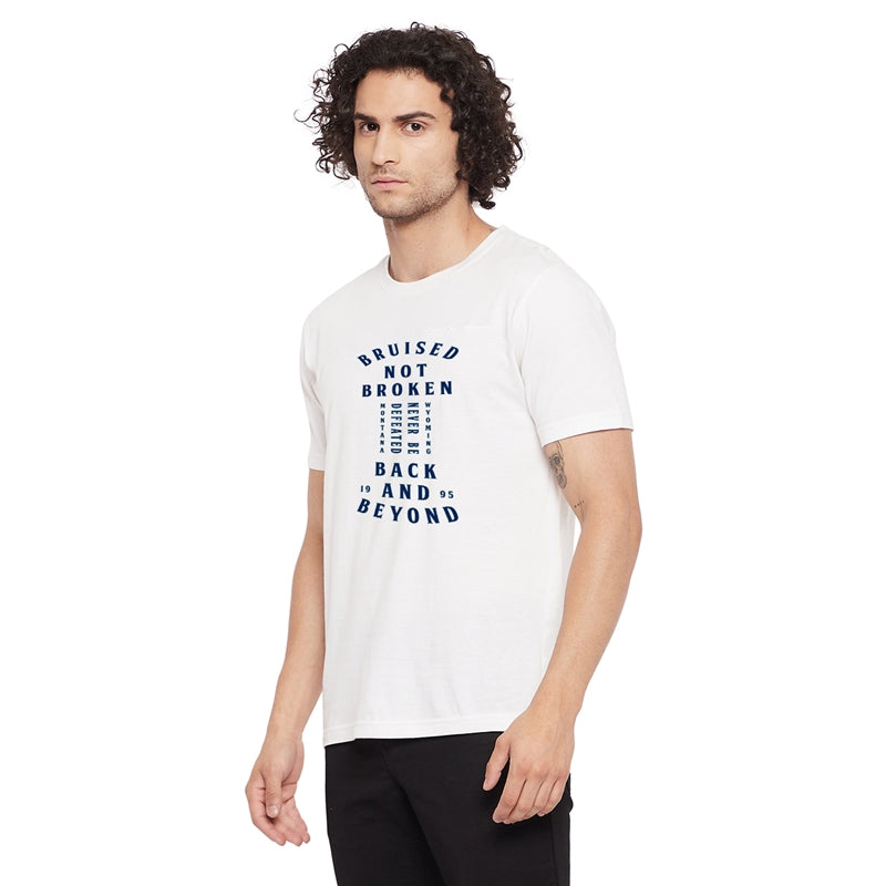 Bruised Not Broken Printed White Color Round Neck T-Shirt For Men