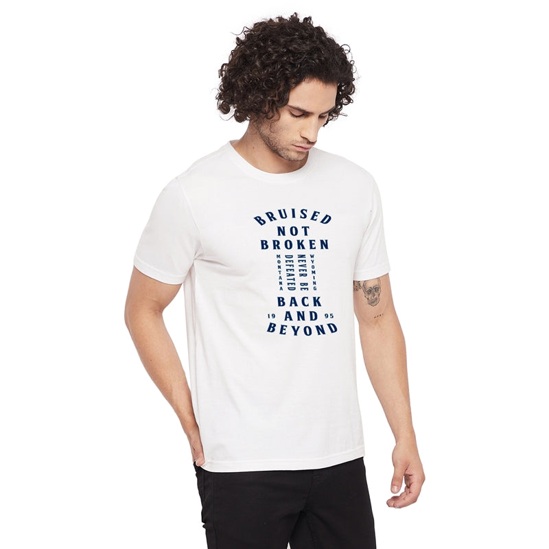 Bruised Not Broken Printed White Color Round Neck T-Shirt For Men