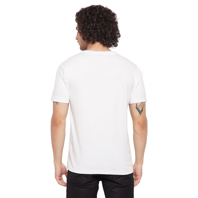 UK Logo Printed White Color Round Neck T-Shirt For Men