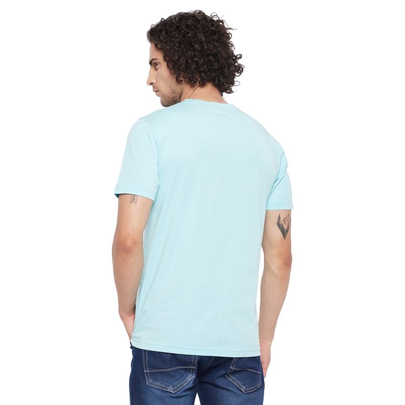 Fuddle Printed Light Blue Color Round Neck T-Shirt For Men