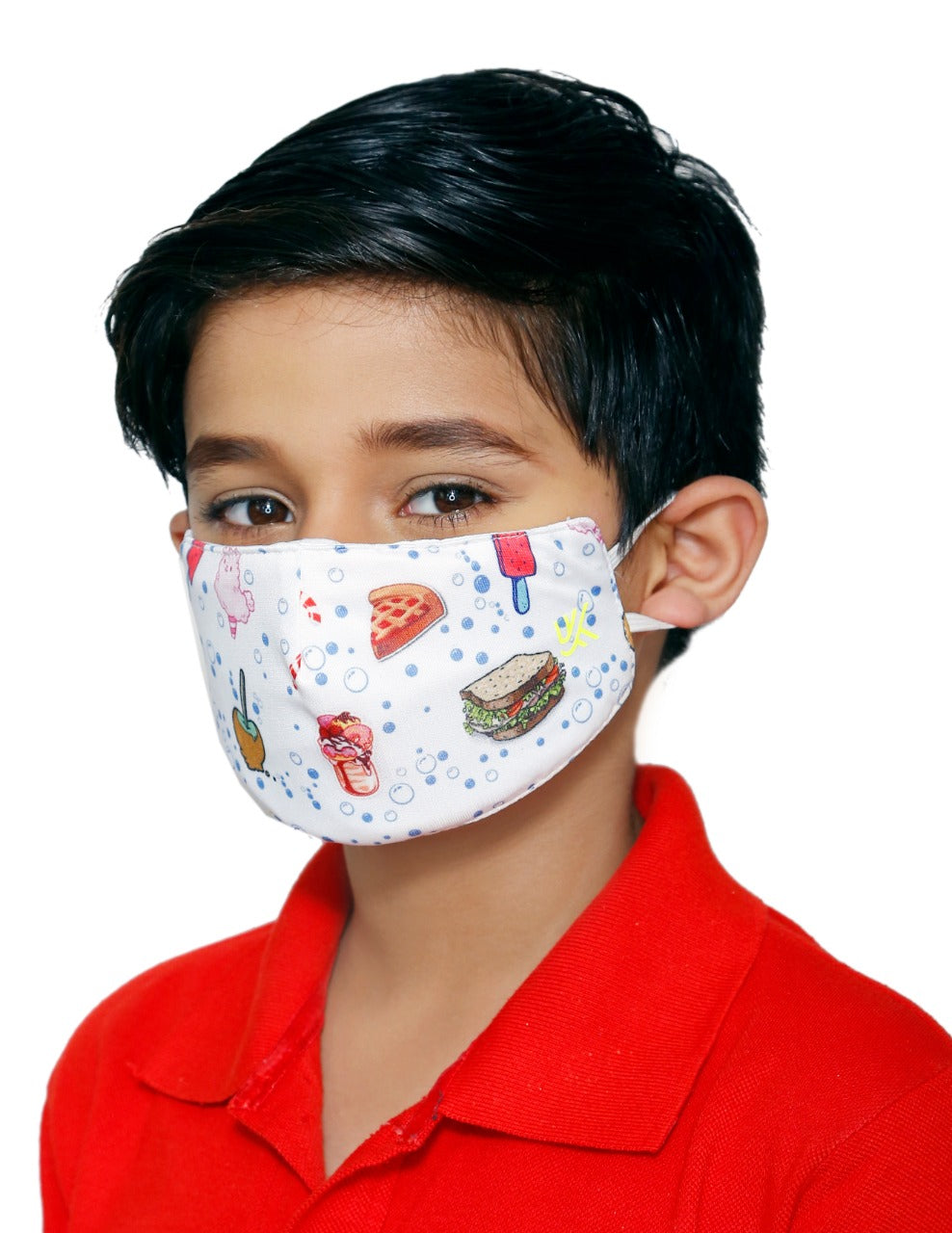 Polyester interlock love print Clothing face mask for kids