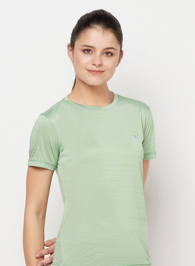 Green Color Women's Gym Wear Co-Ord Set, Track Suit Set of T-Shirt with Tights/leggings for Workout, Yoga and Running