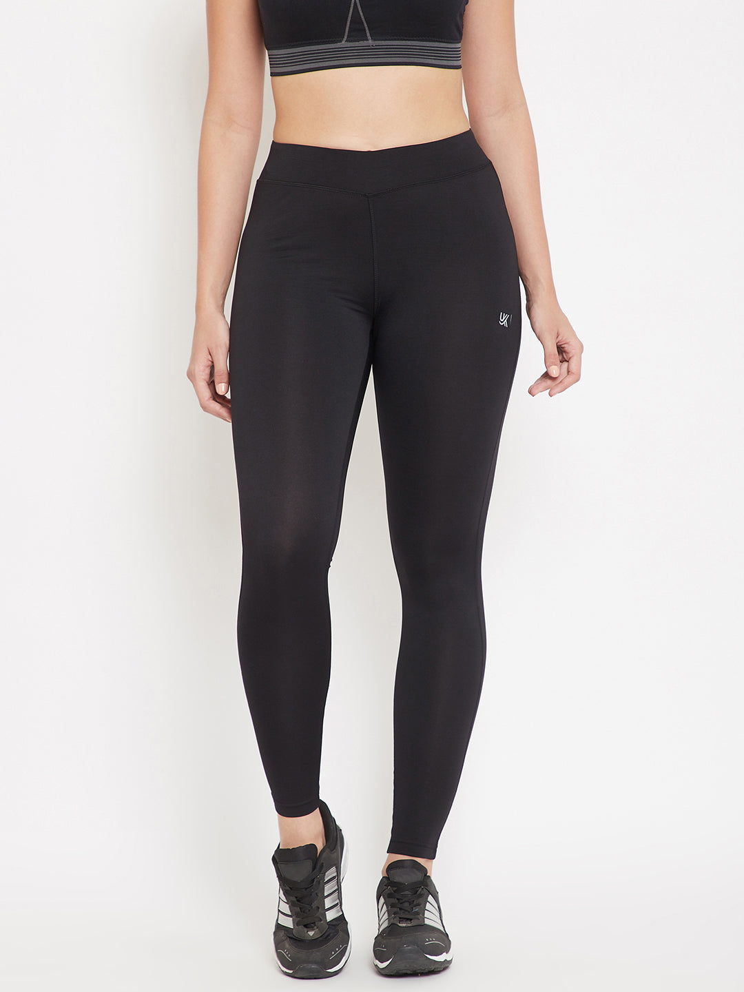 Pitch Black Color Women's Gym Wear Co-Ord Set, Track Suit Set of Sports Bra with Tights/leggings for Workout, Yoga and Running