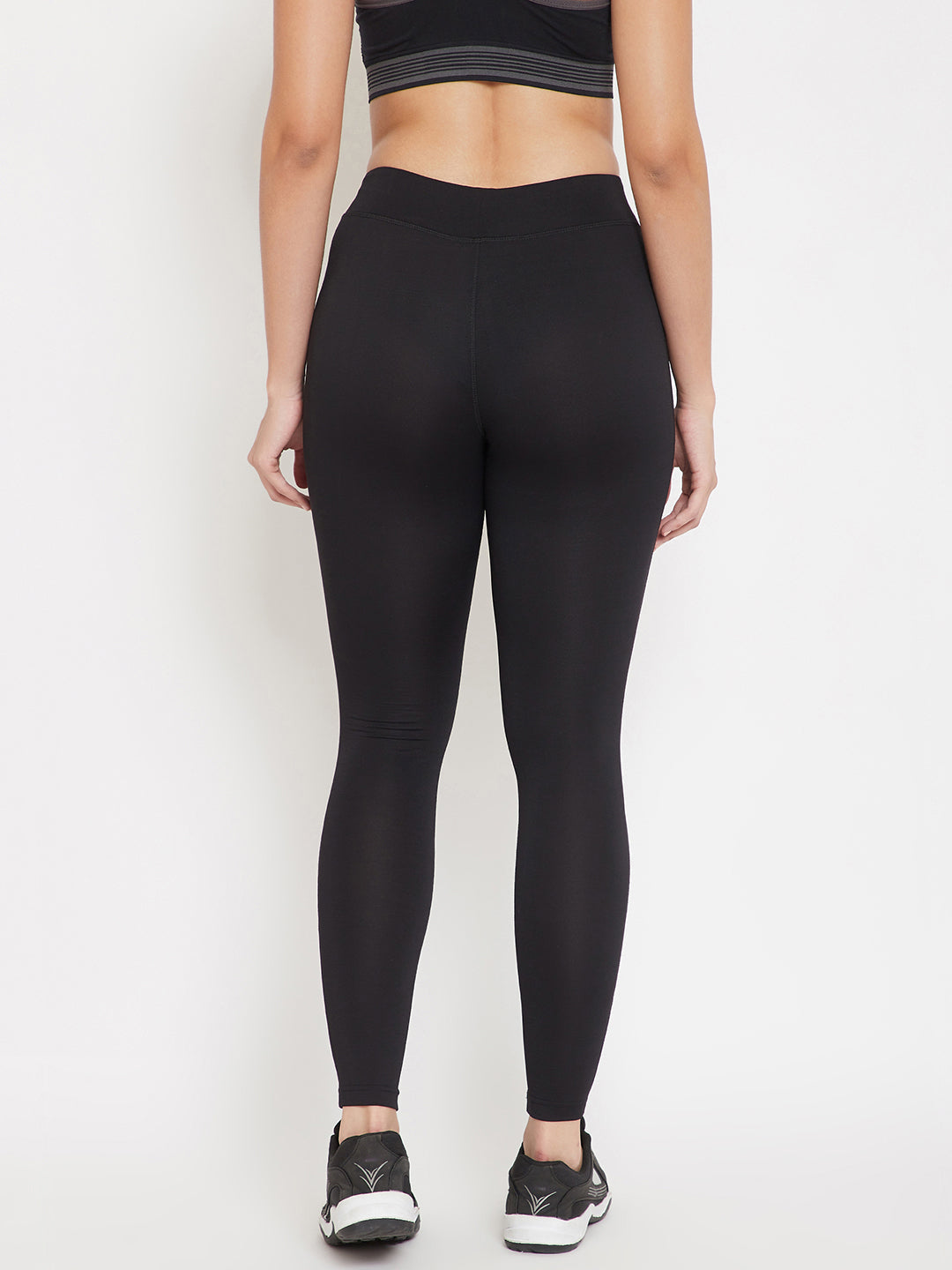 Pitch Black Color Women's Gym Wear Co-Ord Set, Track Suit Set of Sports Bra with Tights/leggings for Workout, Yoga and Running