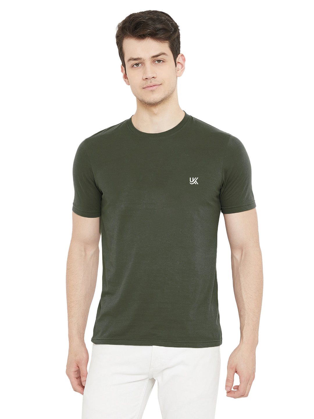 Men's 100% Cotton T-Shirt Olive Color