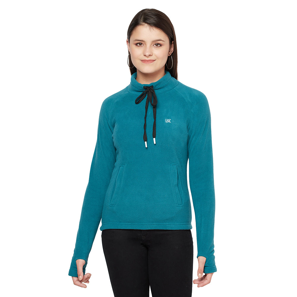 Women Thumb Hole Sweatshirt Green Color
