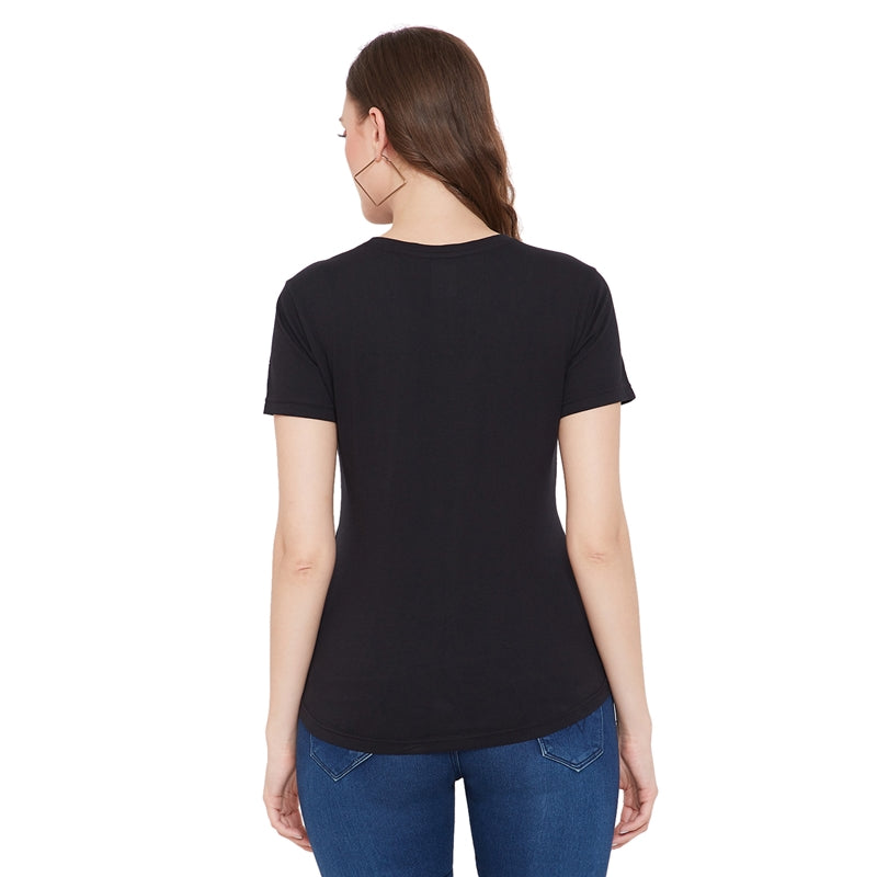 Humble Printed Women T-Shirt Black Color