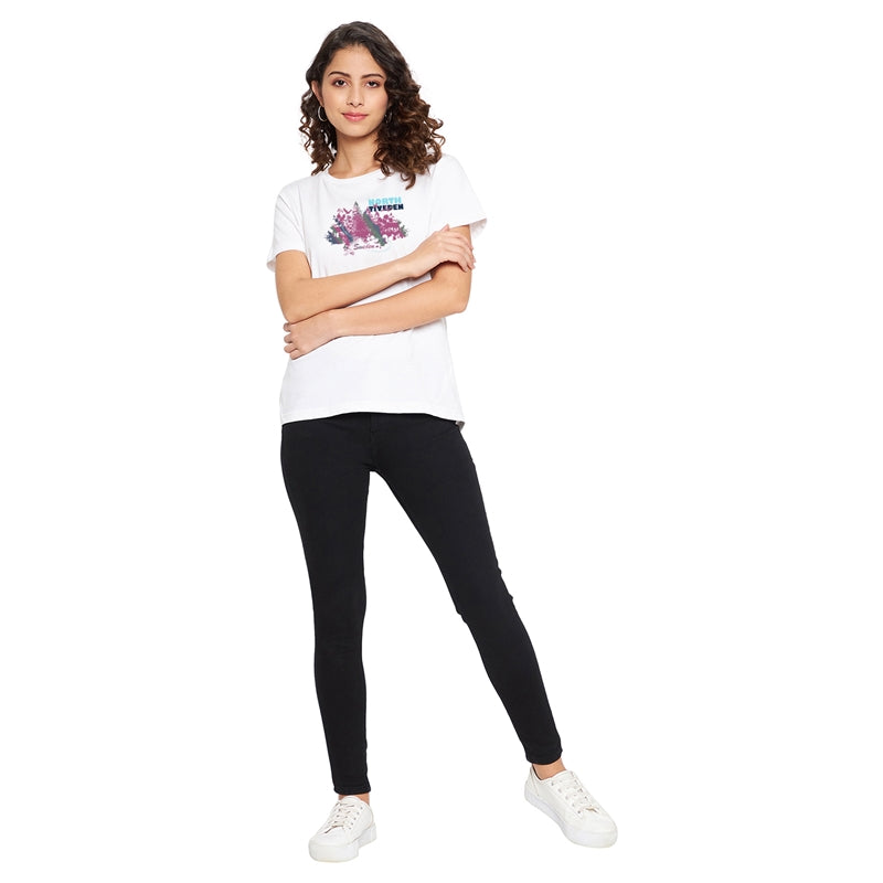 Sweden Forest Printed Women T-Shirt White Color