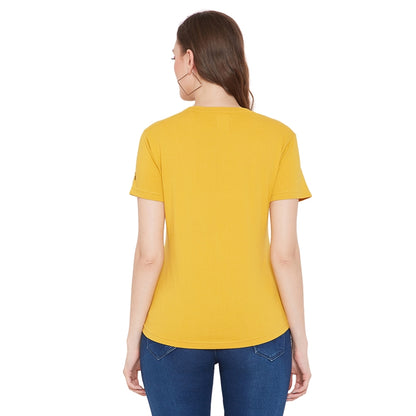 Tomorrow Together Printed Women T-Shirt Yellow Color