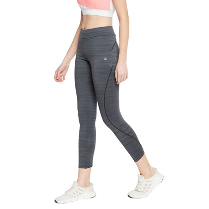 Women’s Grey Running Tights Stylish Side Line