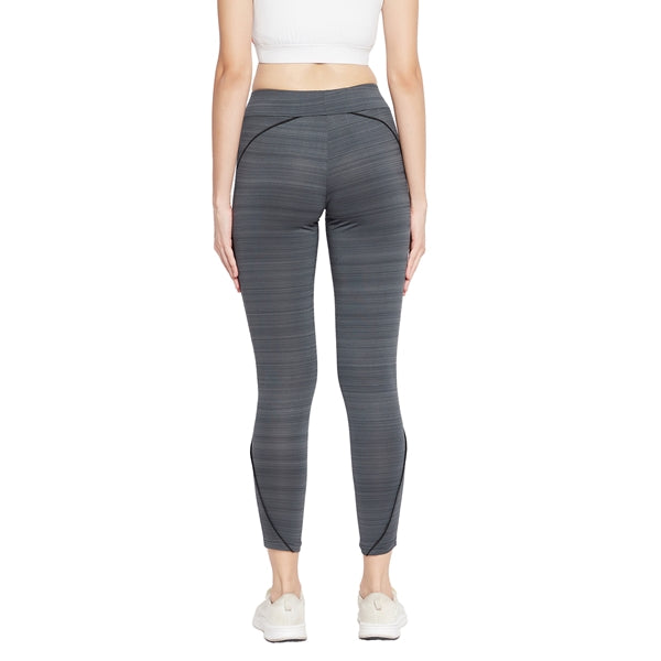 Women’s Grey Running Tights Stylish Side Line