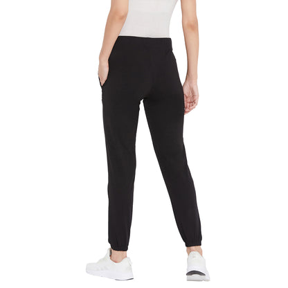 Women Bottom Rib Track Pant Black Color
