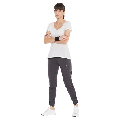 Women Self Design Track Pant Dark Grey Color