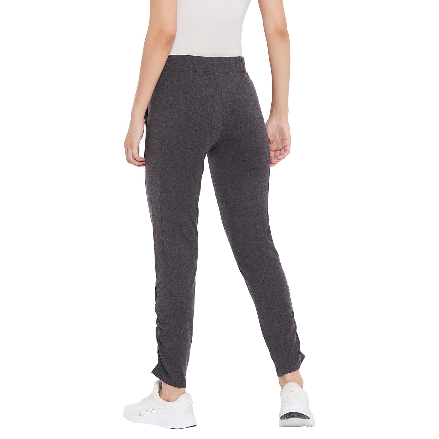 Women Self Design Track Pant Dark Grey Color