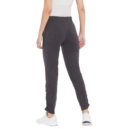 Women Self Design Track Pant Dark Grey Color