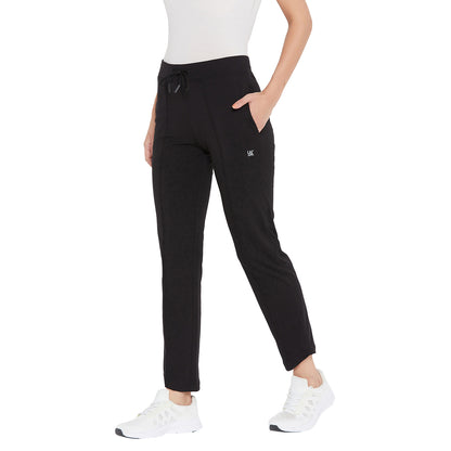 Women Regular Fit Solid Track Pant Black Color