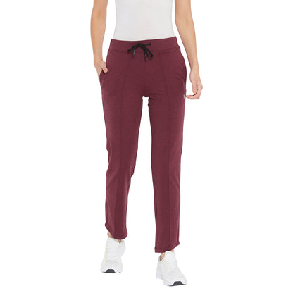 Women Regular Fit Solid Track Pant Maroon Color
