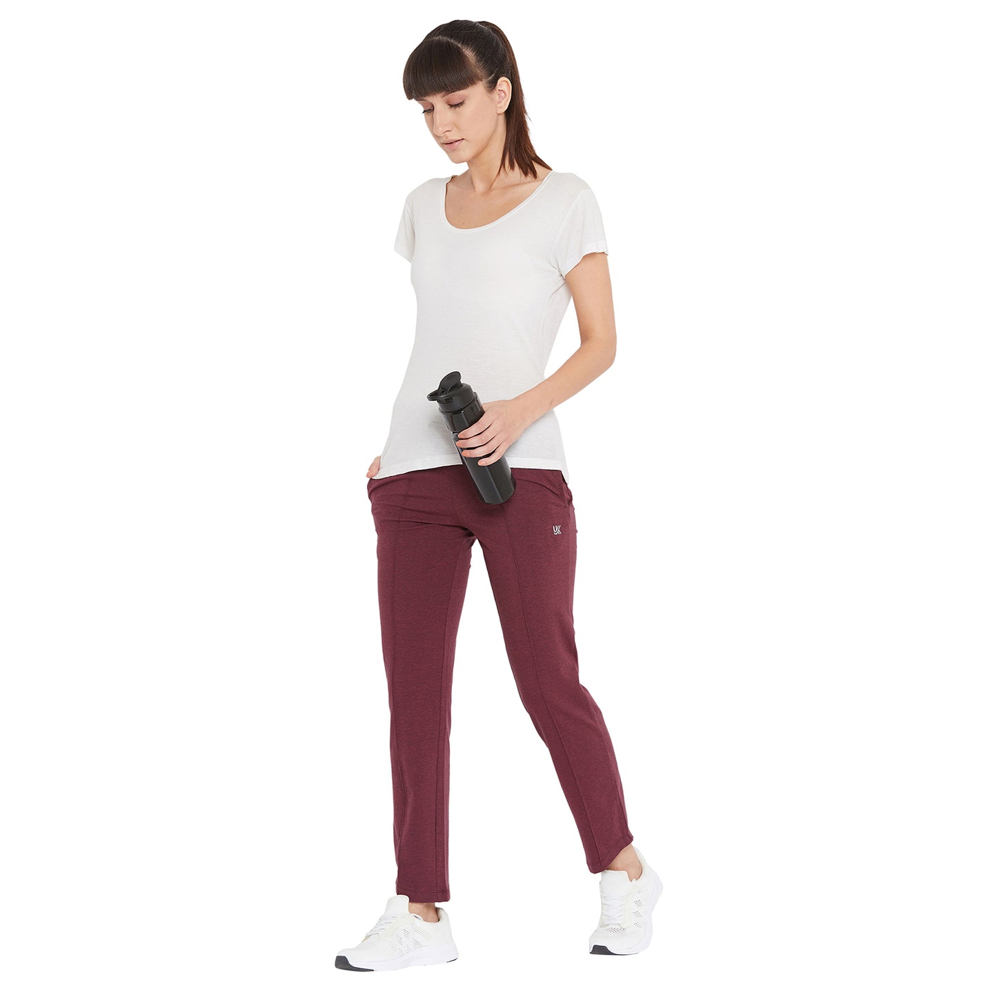 Women Regular Fit Solid Track Pant Maroon Color
