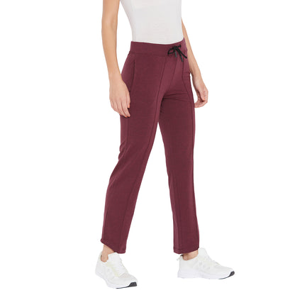 Women Regular Fit Solid Track Pant Maroon Color