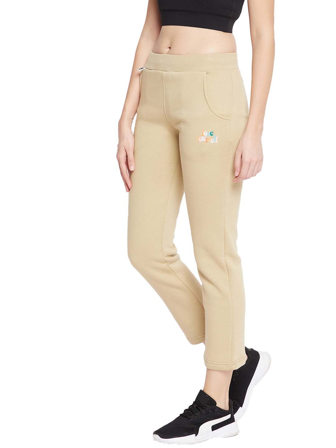 Women Love Yourself Track Pants Beige Color
