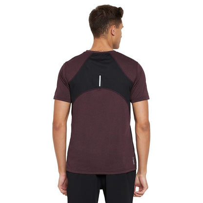 Wine Round Neck Active Wear Polyester T-Shirt For Men
