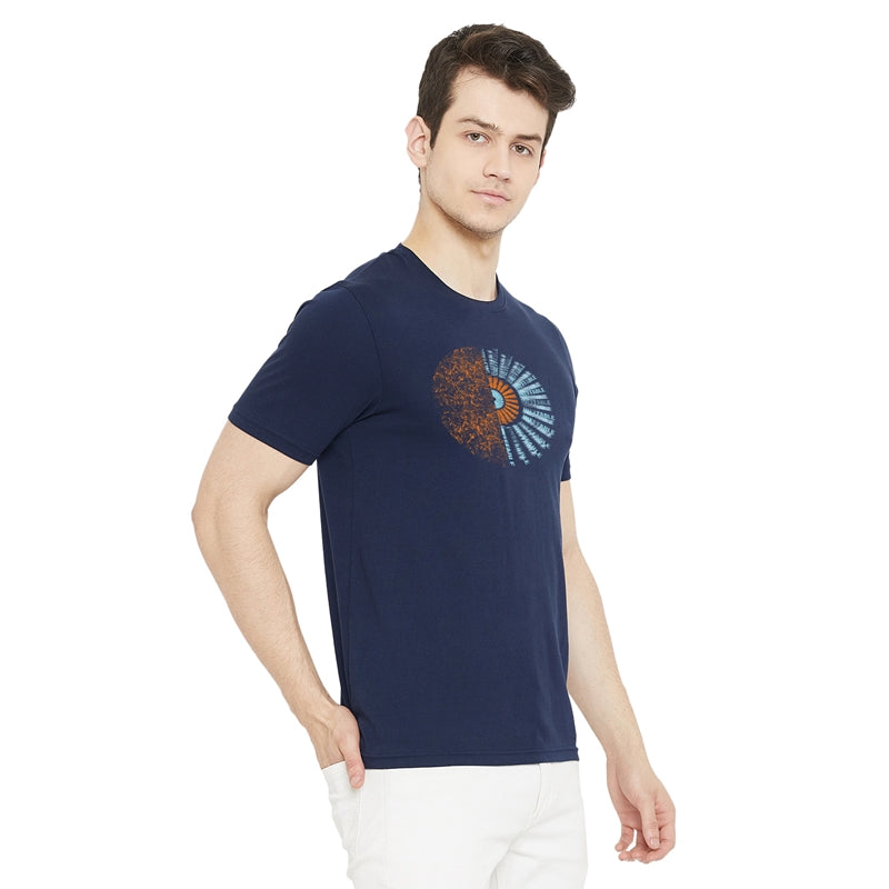Ineffable Printed Navy Color Round Neck T-Shirt For Men