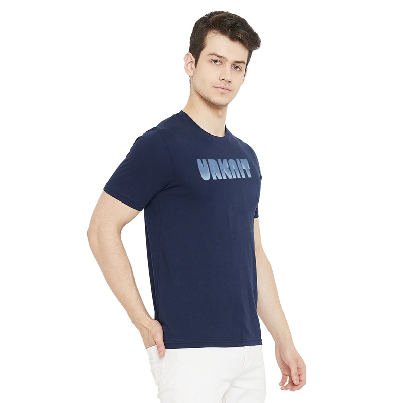 Urknit Logo Printed Navy Color Round Neck T-Shirt For Men