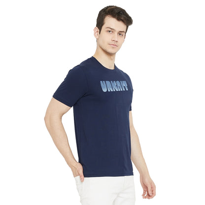 Urknit Logo Printed Navy Color Round Neck T-Shirt For Men