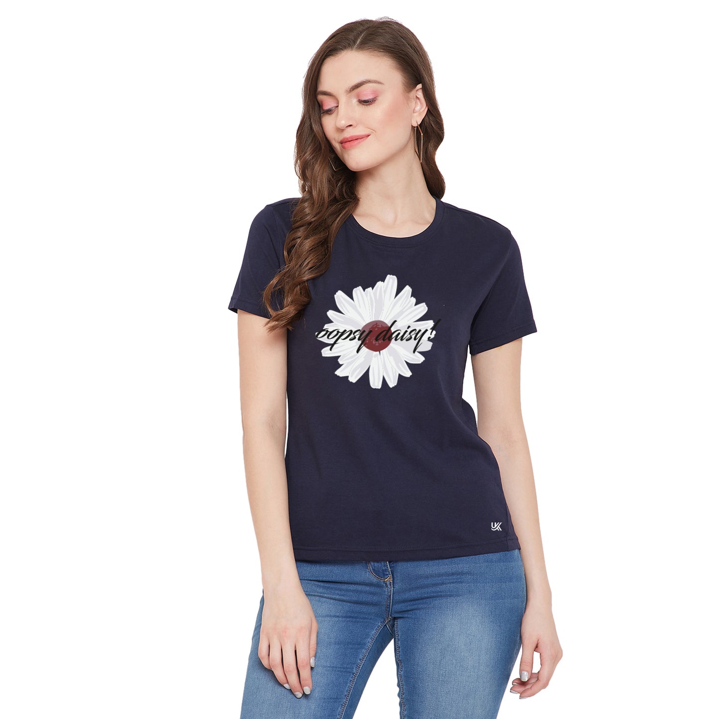Women Navy T-Shirt Flower Print