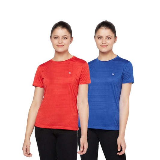 (Red/Royal Blue) Women's Gym T-Shirt Combo