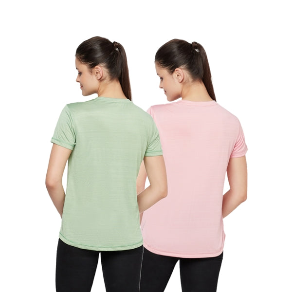Women's Gym T-Shirt Combo (Light Green/Pink)