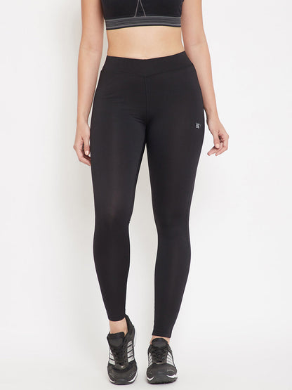 Pitch Black Color Women's Gym Wear Co-Ord Set, Track Suit Set of Sports Bra with Tights/leggings for Workout, Yoga and Running